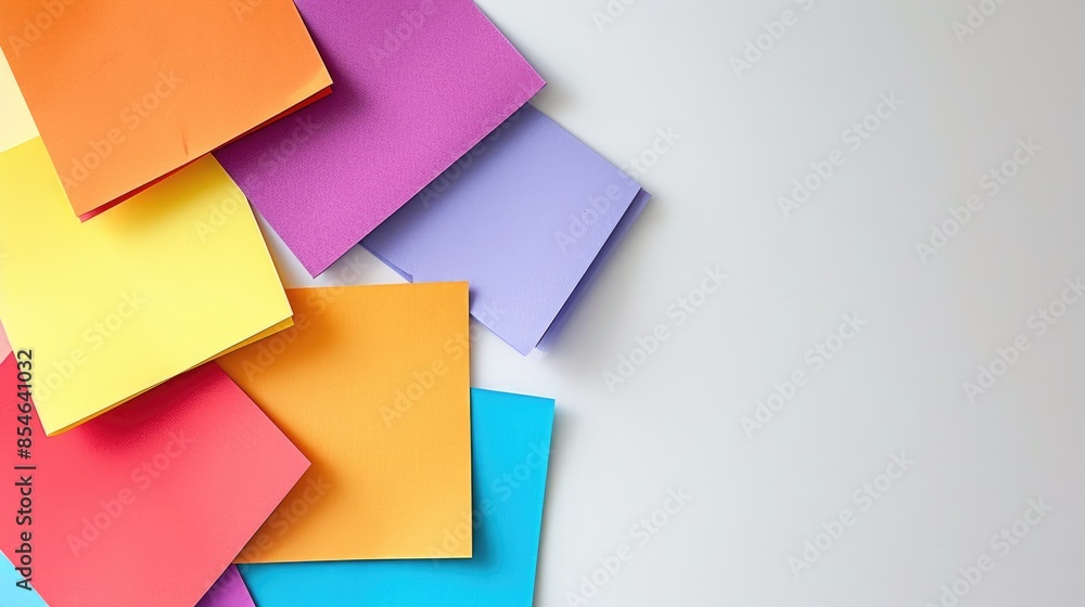 Colored note paper on a white background with space for copying Colored note paper on a white background with space for copying