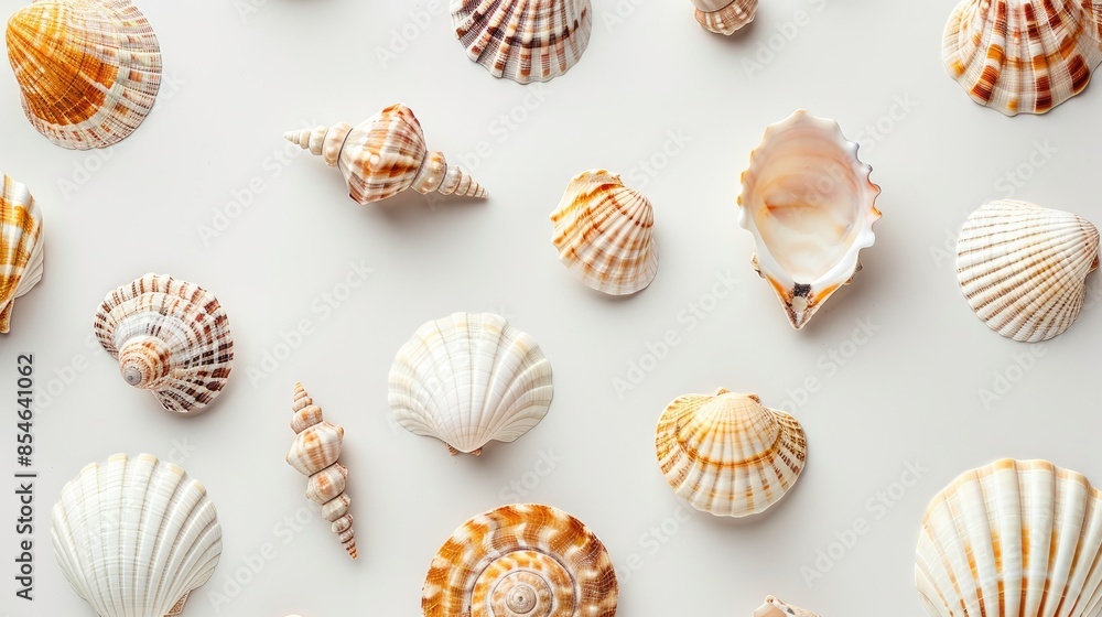 Shells on a white background Shells on a white background