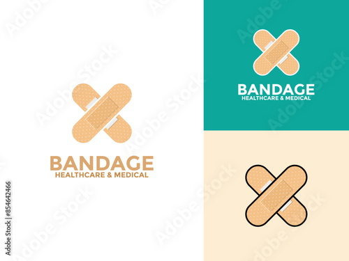 Adhesive bandage elastic medical plasters logo vector, Isometric of medical bandage icon for web design