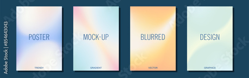 Trendy gradient blurred background. Minimalistic posters or cover template. Liquid design in pastel colors. Vector mesh illustrations.