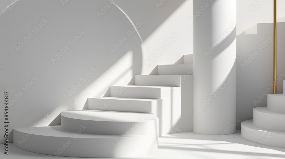 A simple white room with a staircase A simple white room with a staircase
