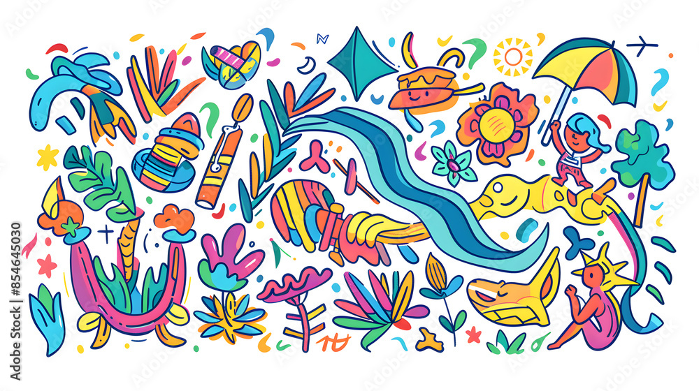 An illustration sticker with various garden and house item Generative AI An illustration sticker with various garden and house item Generative AI