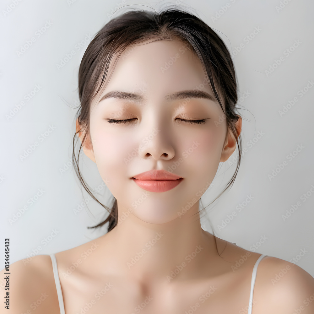 Beauty Asian women spa skin healthy on 100% isolate white background. women smile full body realistic photo in studio for advertising Generative AI Beauty Asian women spa skin healthy on 100% isolate white background. women smile full body realistic photo in studio for advertising Generative AI