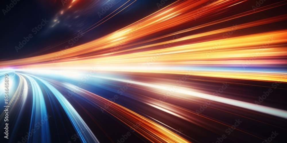 A blurry image of a highway with cars moving in the night A blurry image of a highway with cars moving in the night