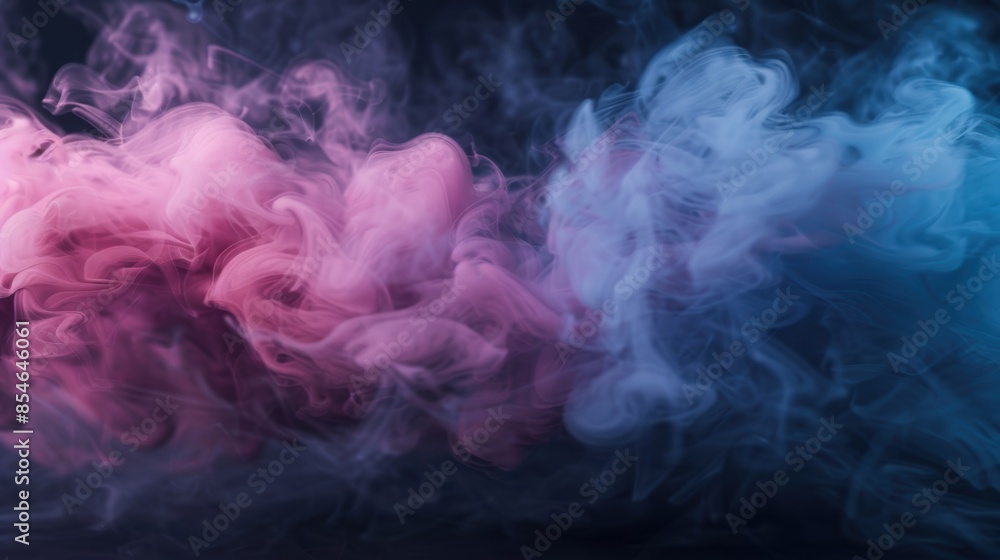 Fototapeta premium Abstract colorful smoke background with vibrant pink and blue hues swirling in a dark setting. Perfect for creative and artistic projects.