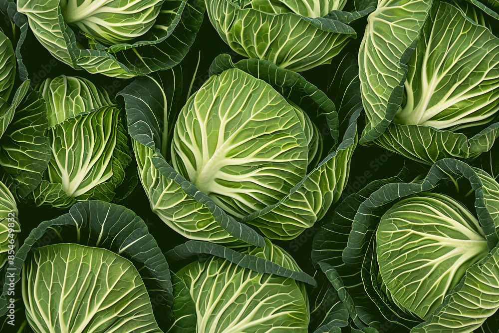 Fototapeta premium close up shot, plant in the forest garden, green cabbage pattern background textured, micro tropical nature background