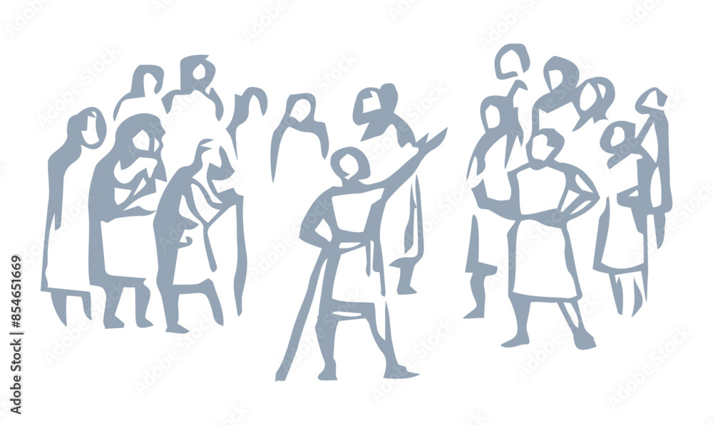 Vector drawing. Speaker speaks to the people Vector drawing. Speaker speaks to the people