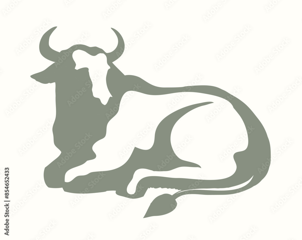 Vector drawing. Cute big cow Vector drawing. Cute big cow