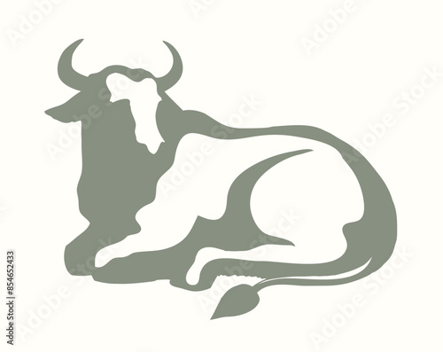 Vector drawing. Cute big cow