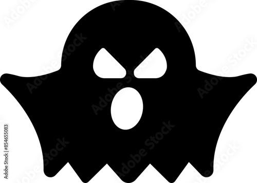 Ghost, phantom or apparition haunting Halloween black fill art vector icon for holiday apps and websites. Simple spooky character. Scary ghostly monster Silhouette isolated on transparent background.