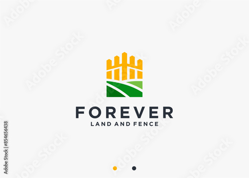 farm fence logo design vector silhouette illustration