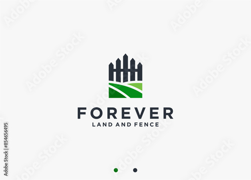 farm fence logo design vector silhouette illustration