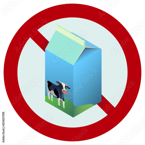 Milk free colored icon. Food allergen icon. Round sticker with milk for product packaging