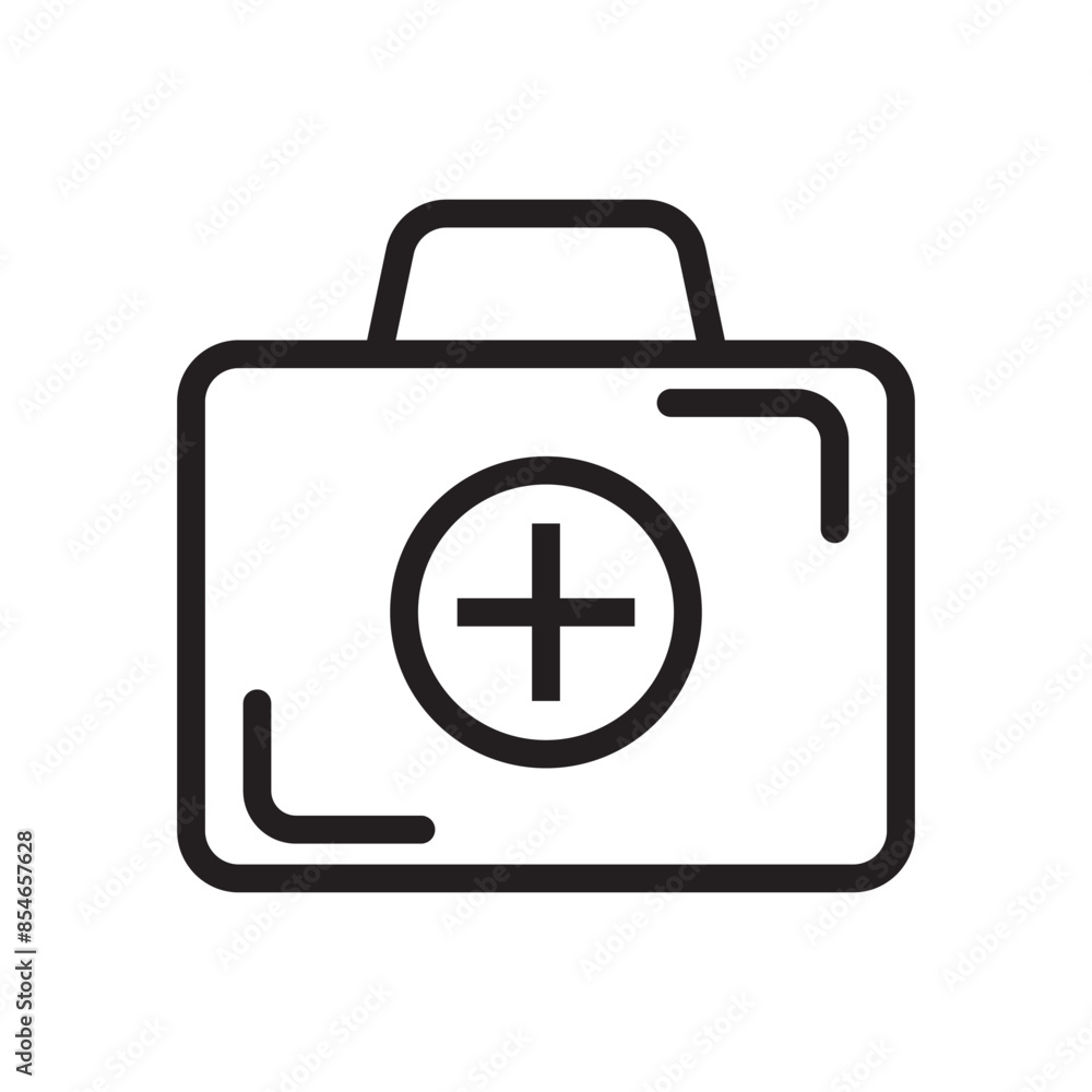 First aid box icon, medical briefcase line icon. First aid box icon, medical briefcase line icon.