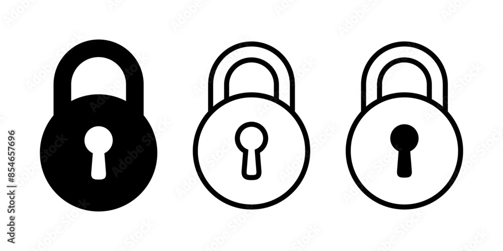 Padlock with keyhole icon, security icon. Padlock with keyhole icon, security icon.