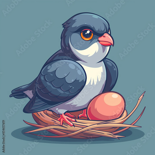 Vector_cute_Cuckoo_laying_egg_cartoon_vector_ico