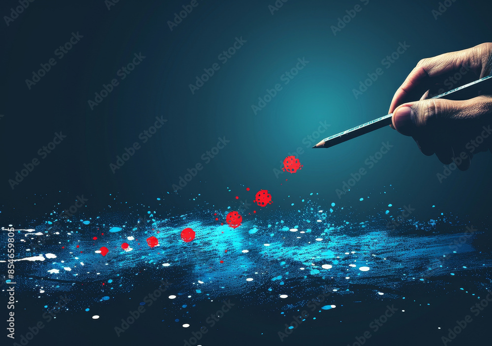 Fototapeta premium Businessman Drawing Creative Pathway to Success with Pencil and Abstract Line, Conceptual Illustration of Goal Achievement and Business Strategy in Minimalistic Style