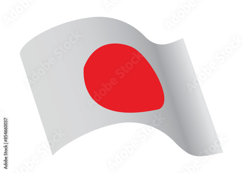Japan-Vector Glossy Flying Flag Icon.