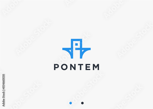 letter p with bridge logo design vector silhouette illustration