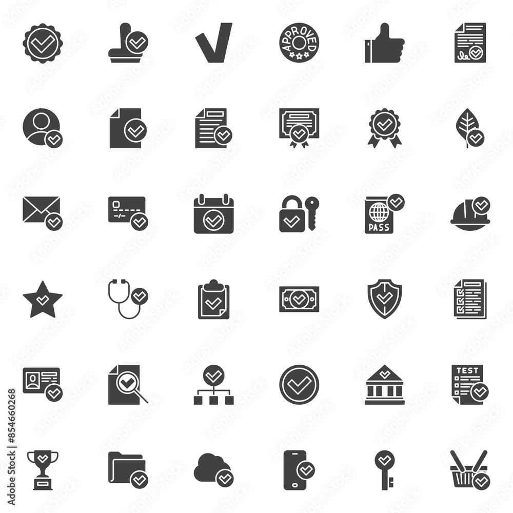 Confirmation, Verification vector icons set Confirmation, Verification vector icons set