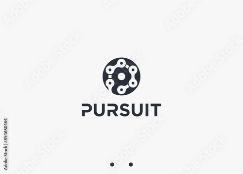 letter p with bicycle chain logo design vector silhouette illustration