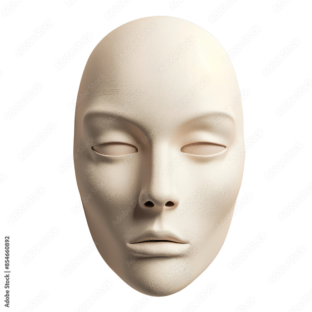 Minimalist white mask with smooth texture, evoking mystery and anonymity. Perfect for themes of identity, art, and theater, isolated on a white background, transparent background. Minimalist white mask with smooth texture, evoking mystery and anonymity. Perfect for themes of identity, art, and theater, isolated on a white background, transparent background.