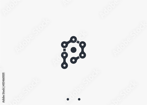 letter p with bicycle chain logo design vector silhouette illustration