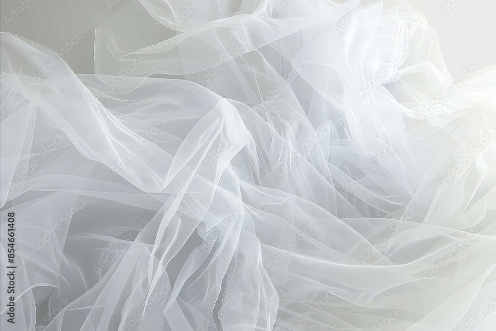 Fototapeta premium White Tulle Silk Wave Illustration