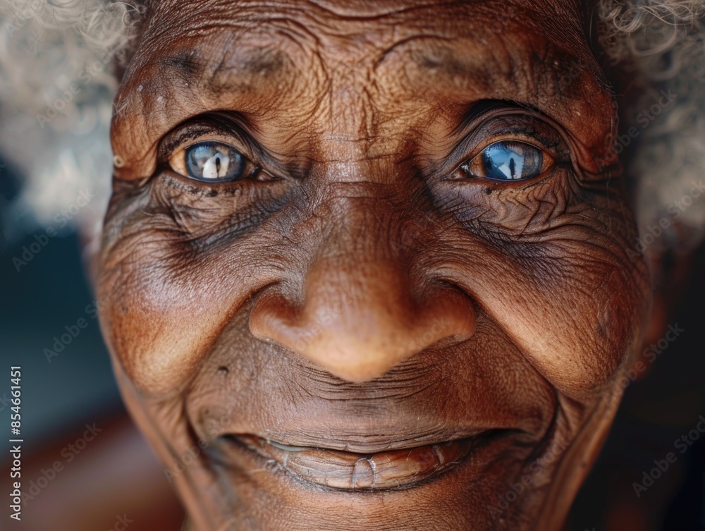 Portrait of an elderly woman with bright blue eyes Portrait of an elderly woman with bright blue eyes