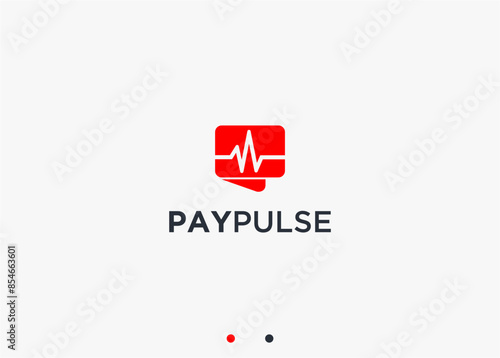wallet with pulse logo design vector silhouette illustration