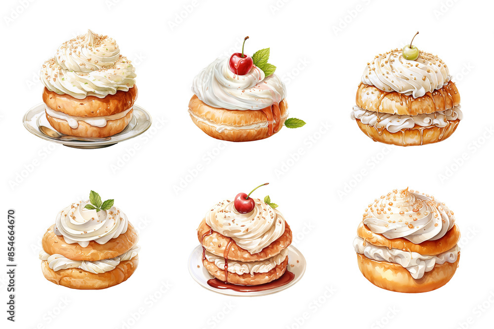 Semla Collection Bundle Set Isolated on a Transparent Background Semla Collection Bundle Set Isolated on a Transparent Background