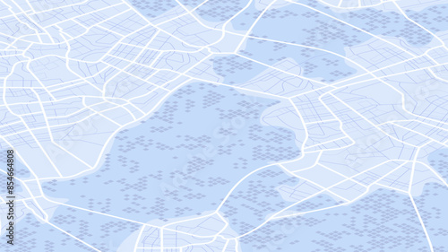 Generic city map with signs of streets, roads and river. Abstract navigation plan of urban area. Simple scheme of city. Colored flat, editable vector illustration