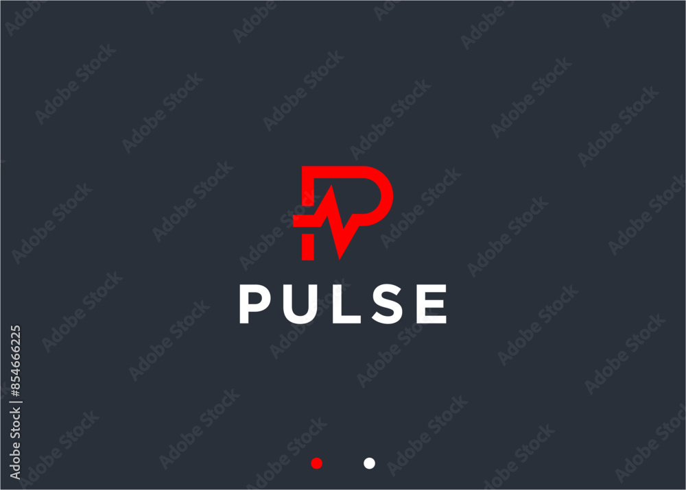 letter p with pulse logo design vector silhouette illustration letter p with pulse logo design vector silhouette illustration