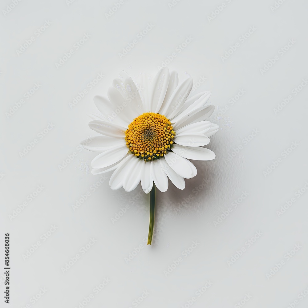 A single daisy with white petals and a yellow cent A single daisy with white petals and a yellow cent
