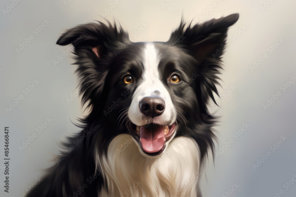 Portrait of a cute border collie over pastel gray background Portrait of a cute border collie over pastel gray background