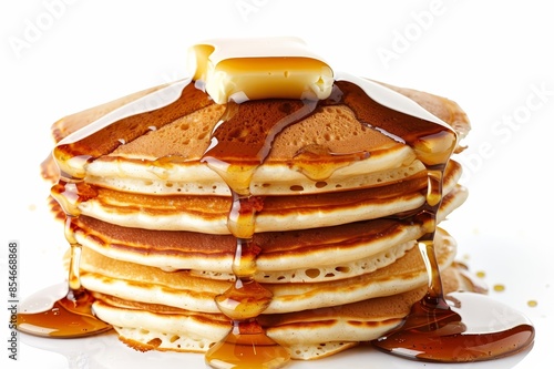 A stack of fluffy pancakes with maple syrup drippi 218 2 photo