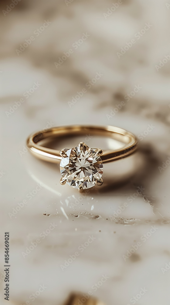 Close-up of an elegant gold engagement ring with a sparkling diamond, showcasing the beauty and brilliance of fine jewelry.
Close-up of an elegant gold engagement ring with a sparkling diamond, showcasing the beauty and brilliance of fine jewelry.