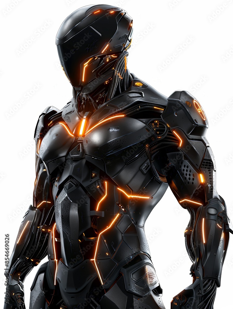 Fototapeta premium A superhero in a hightech suit with glowing compon 224 2