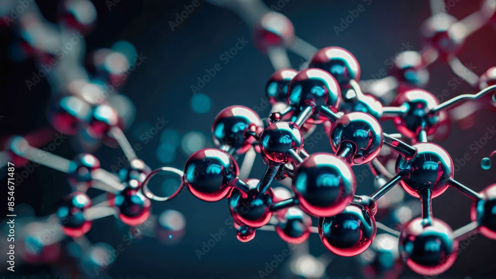 An atomic structure or a molecular model, central glowing nucleus surrounded by orbiting electrons spheres connected by lines, suggesting their paths or orbits An atomic structure or a molecular model, central glowing nucleus surrounded by orbiting electrons spheres connected by lines, suggesting their paths or orbits