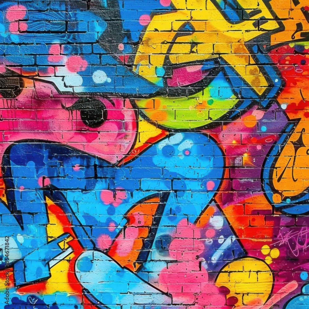 Fototapeta premium Graffiti_Wall_A_colorful_urban_graffiti_wall_background_