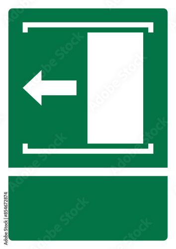 iso emergency and first aid safety door slides left to open your custom message here portrait size a4/a3/a2/a1
