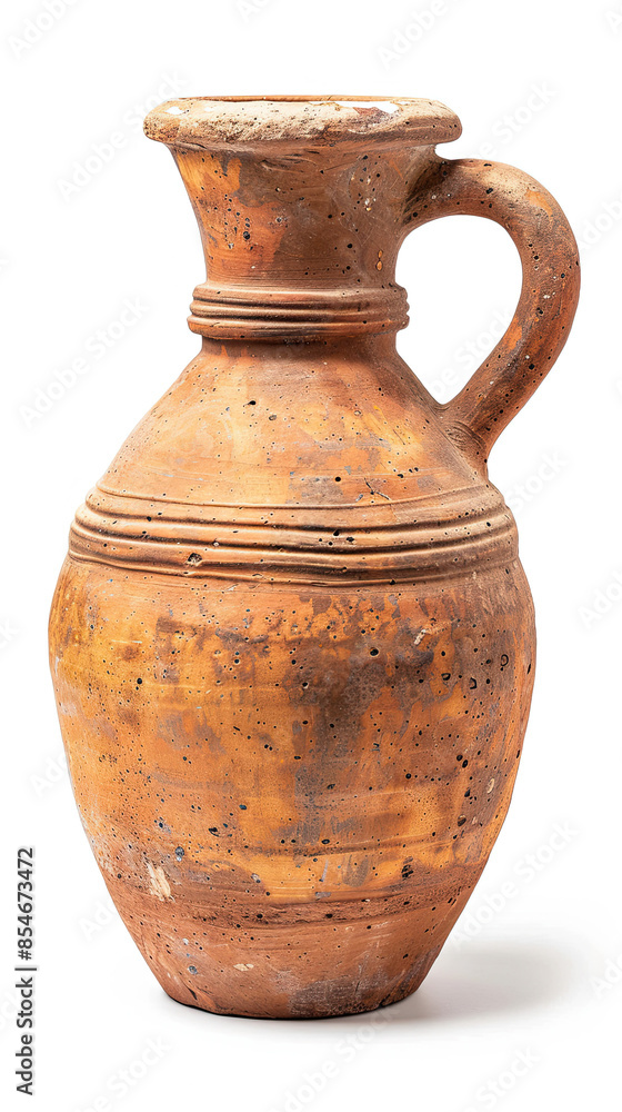 Old Antique Clay Vase Isolated on White Background Old Antique Clay Vase Isolated on White Background