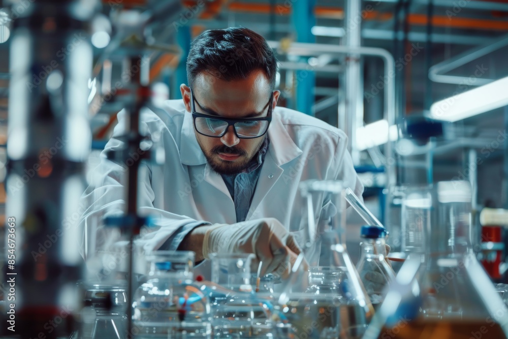 Engineer conducting field tests with a confident demeanor, showcasing success in research and development. Engineer conducting field tests with a confident demeanor, showcasing success in research and development.