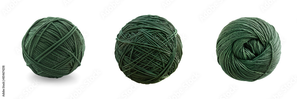 Dark Green Ball of Threads Wool Yarn Isolated on Transparent Background Dark Green Ball of Threads Wool Yarn Isolated on Transparent Background