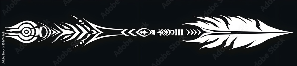 Minimalist Tribal Arrow with Spiral on White Background Minimalist Tribal Arrow with Spiral on White Background