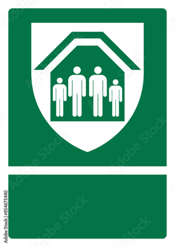 iso emergency and first aid safety signs protection shelter your custom message here portrait size a4/a3/a2/a1