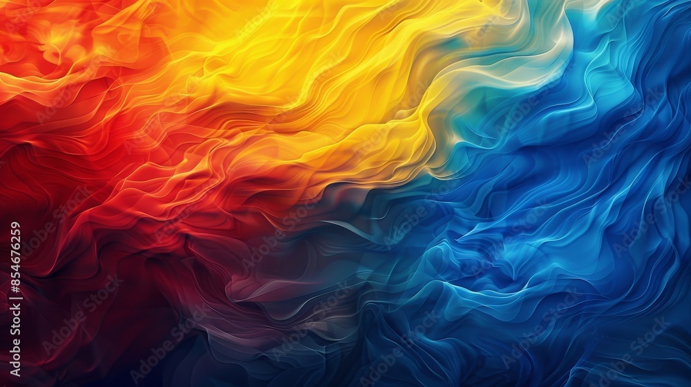 Abstract dark noise background texture with yellow, blue, and red color flow waves for cover, header, or wallpaper design. Abstract dark noise background texture with yellow, blue, and red color flow waves for cover, header, or wallpaper design.