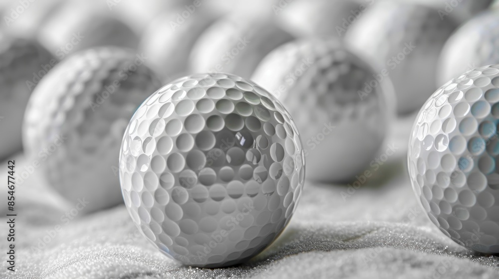 Many golf balls isolated on very clean white
