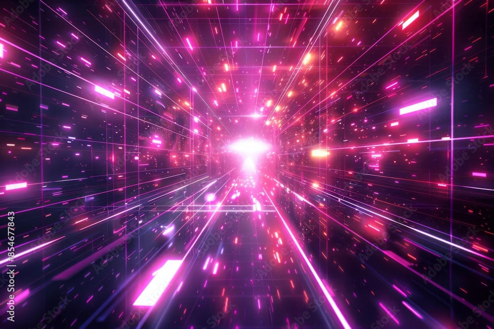 Naklejka premium 未来的な光の幾何学模様背景
