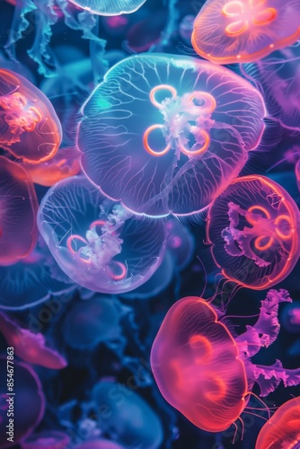 Enchantment Below: Vibrant Jellyfish an Underwater Kaleidoscope © Oleg